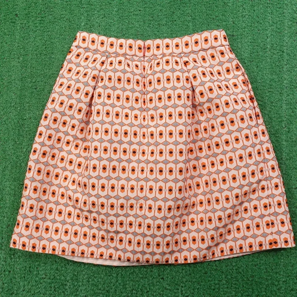 J Crew Skirt Womens 00‎ Orange Pink Geometric A Line Lined 100% Polyester Mini